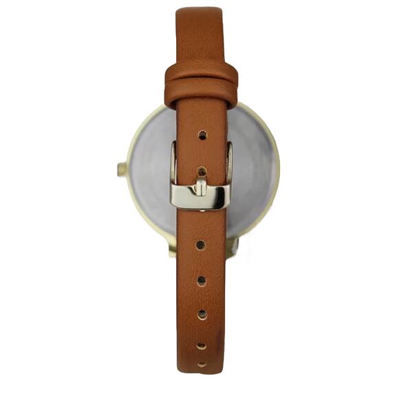 NEW INC Womens Cinnamon Faux-Leather WATCH 35mm & Gold BRACELET Set Macys Boxed - Picture 4 of 7